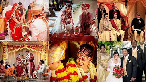 An image showing a wedding in different cultures.