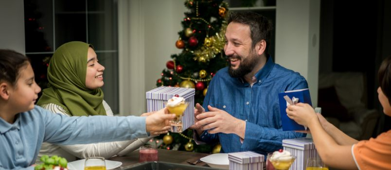 An image of family eating together.