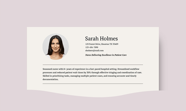 A picture showing the about me section of a matrimonial profile of a girl named Sarah Holmes image